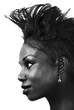 Woman hair fashion, a black and white profile