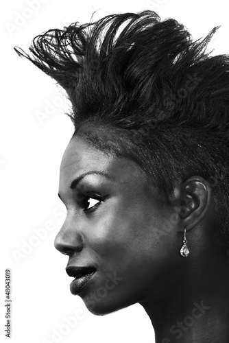 Photo: Woman hair fashion, a black and white profile Woman hair fashion, a black and white profile