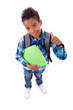 Little african american boy making thumbs up sign