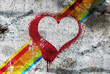 Illustration: illustration heart painted on grunge wall illustration heart painted on grunge wall