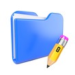 Blue Folder with Yellow Pencil.