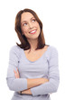 Young woman looking up
