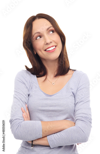 Photo: Young woman looking up Young woman looking up