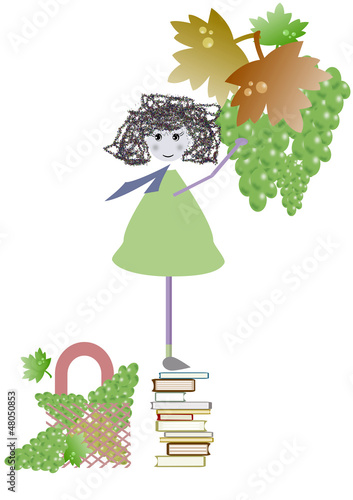 Illustration: bambina nella vigna bambina nella vigna