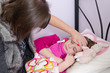 Mother taking care about sick daughter