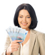 lovely woman with euro cash money