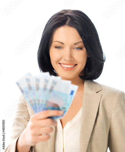 Photo: lovely woman with euro cash money lovely woman with euro cash money