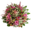 chrysanthemum flowers with artichoke and blackberries