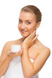Young healthy girl with body cream jar