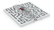 through the labyrinth, concept of new way. 3d animation