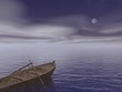 Illustration: Old wood boat by night - 3d render Old wood boat by night - 3d render