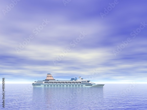 Illustration: Cruise ship on the ocean - 3D render Cruise ship on the ocean - 3D render