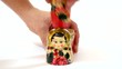 Matrioshka dolls placed in row and taken apart.