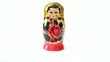 Matrioshka dolls placed in row and taken apart.