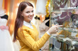 woman chooses bridal accessories