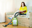 woman reposes from household chores