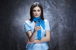 business woman gesturing