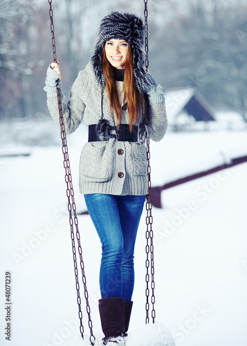Photo: WInter woman portrait outdoor WInter woman portrait outdoor