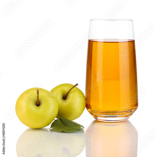 Photo: Useful apple juice with apples around isolated on white Useful apple juice with apples around isolated on white