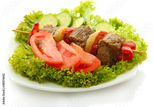 Photo: tasty grilled meat and vegetables tasty grilled meat and vegetables