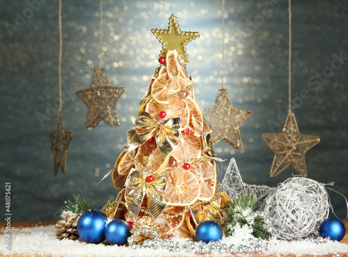 Photo: beautiful christmas tree of dry lemons with decor, beautiful christmas tree of dry lemons with decor,