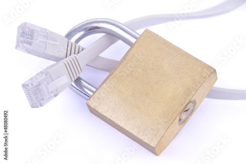 Photo: Network cable with padlock Network cable with padlock