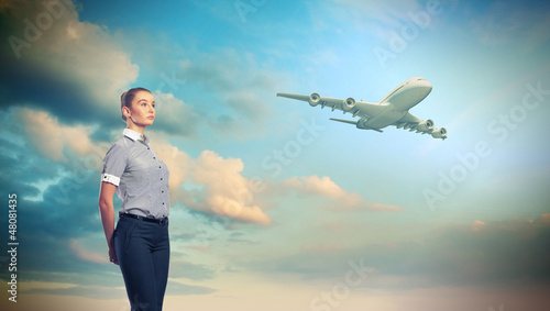 Photo: Business travelling collage with a plane Business travelling collage with a plane