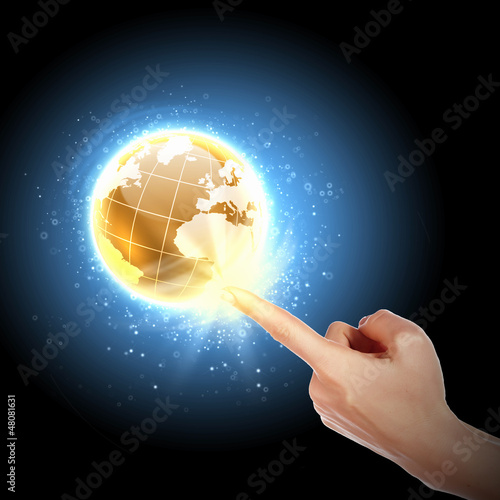 Illustration: hand touching the earth hand touching the earth
