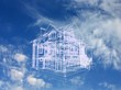 House model on beautiful sky background. Concept - eco house.