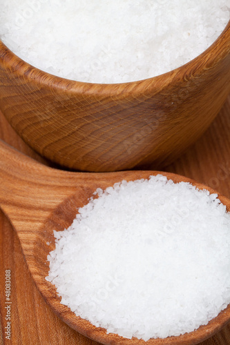 Photo: sea salt in wooden spoon sea salt in wooden spoon