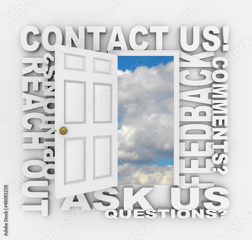 Illustration: Contact Us Word Door Customer Support Service Contact Us Word Door Customer Support Service