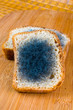 moldy bread on a chopping board