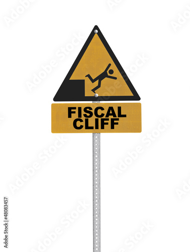 Photo: Fiscal Cliff Warning Sign Isolated Fiscal Cliff Warning Sign Isolated