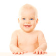 Photo: Smiling baby with two teeth. Smiling baby with two teeth.