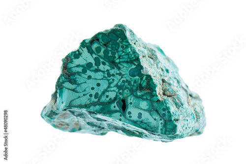 Photo: Mineralien: Malachit auf weißem Hintergrund Mineralien: Malachit auf weißem Hintergrund
