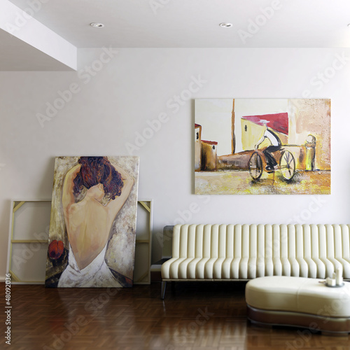 Illustration: Modern Room with Artwork II (focused) Modern Room with Artwork II (focused)