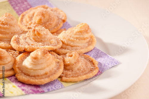 Photo: Homemade puff pastry cookies with sugar Homemade puff pastry cookies with sugar