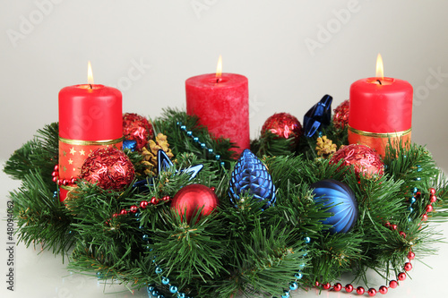 Photo: Beautiful Christmas wreath isolated on white Beautiful Christmas wreath isolated on white