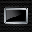 Metallic frame with screws on abstract metallic background