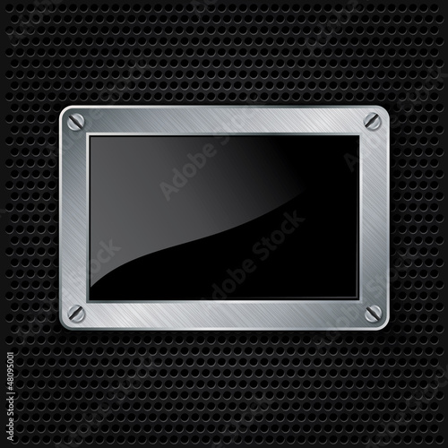 Vector: Metallic frame with screws on abstract metallic background Metallic frame with screws on abstract metallic background