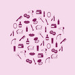 cosmetics icons in circle