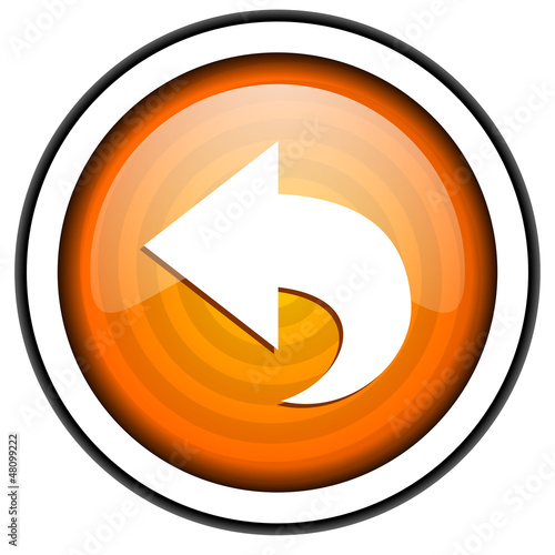 Illustration: back orange glossy icon isolated on white background back orange glossy icon isolated on white background