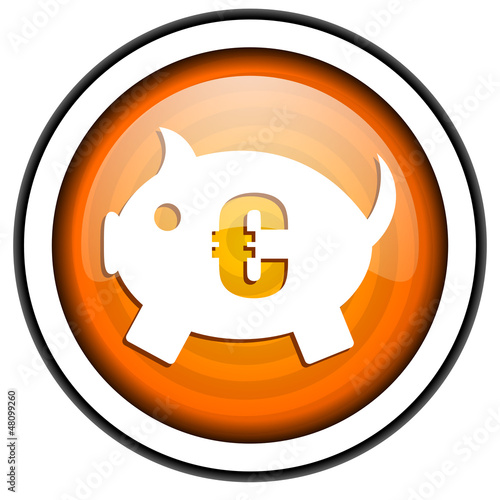 Illustration: piggy bank orange glossy icon isolated on white background piggy bank orange glossy icon isolated on white background