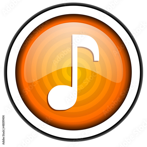Illustration: music orange glossy icon isolated on white background music orange glossy icon isolated on white background