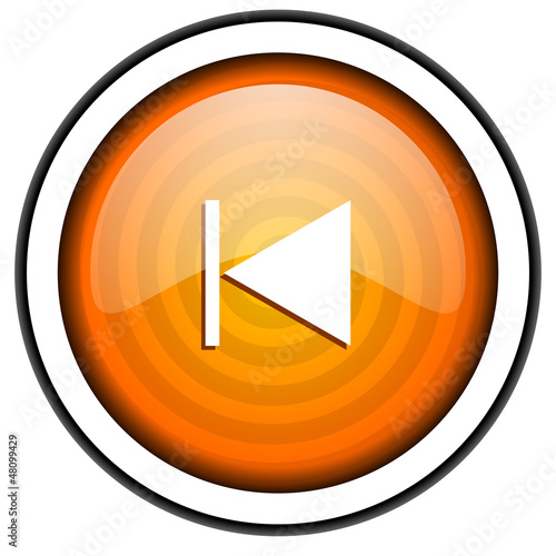 Illustration: prev orange glossy icon isolated on white background prev orange glossy icon isolated on white background