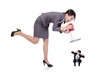 angry boss with megaphone yelling to Staff