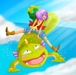 Illustration: manga illustration of a person riding a dragon manga illustration of a person riding a dragon