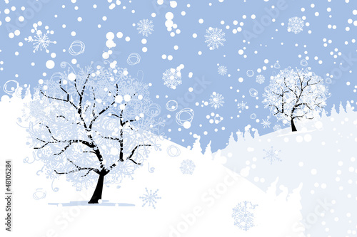 Vector: Winter tree for your design. Christmas holiday. Winter tree for your design. Christmas holiday.