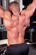 Bodybuilder training his back