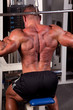 Bodybuilder training his back